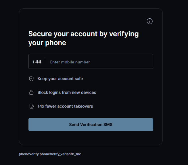 Crypto.com phone verification screen